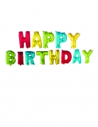 Ballons lettres aluminium happy birthday multicolore 33 cm