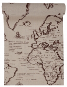 Chemin de table en coton carte de voyage 28 cm x 3 m thème monde