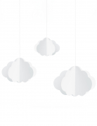 3 nuages en carton à suspendre blancs pour décoration
