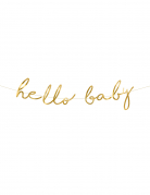 Guirlande en carton hello baby dorée métallisée 18 x 70 cm pour baby shower