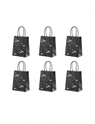 6 sacs à bonbons chauves-souris roses et noirs 14 x 18 x 8 cm pour Halloween