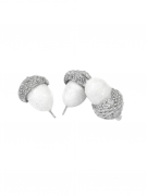 10 glands décoratifs métallisés argentés 2,8 cm pour table de Noël
