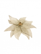 Nœud de poinsettia en toile avec perle en bois 20 cm, décoration de table
