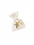 4 sachets en toile palmier métallique 10 x 8 cm pour dragées