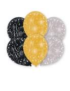 6 ballons en latex célébration étincelante happy birthday 27 cm
