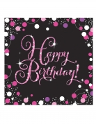 16 serviettes en papier célébration pétillante rose 33 x 33 cm happy birthday
