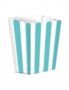 5 boites à popcorn en carton rayées menthe et blanc 9 x 13 cm pour fête