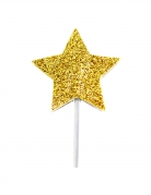12 cake toppers sur pic étoile dorée pailletée 6,5 cm pour anniversaire