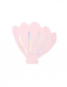 20 serviettes en papier forme coquillage rose iridescent