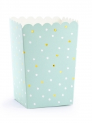 6 boîtes à popcorn en carton menthe à pois blancs et dorés