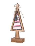 Sapin sur socle bois lumineux 27 cm décoration Noël