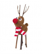 Figurine en laine bouillie renne Rudolph 22 cm au nez rouge