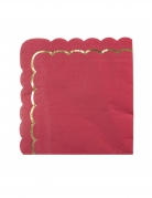 16 serviettes festonnées en papier rouges et dorées 33 x 33 cm pour Noël