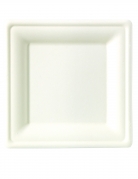 25 Assiettes carrées fibre de canne 20 x 20 cm blanches compostables