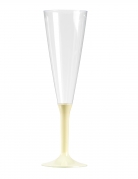 10 flûtes à champagne pied ivoire 150 ml en plastique