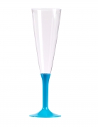 10 flûtes à champagne pied turquoise 150 ml en plastique