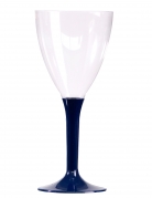 10 verres à vin pied bleu marine 160 ml en plastique