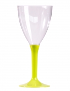 10 verres à vin pied vert anis 160 ml pour fête fluo