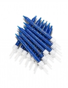 12 bougies d'anniversaire bleues pailletées 7,5 cm pour gâteau
