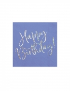 20 serviettes en papier bleues happy birthday iridescent 33 x 33 cm bleu lavande