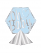 Centre de table en carton oh baby bleu et argenté 29 x 26 cm pour baby shower