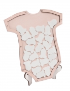 Livre d'or cadre body rose 24 pièces 25 x 24 cm en bois baby shower