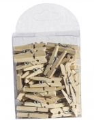 50 mini pinces à linge 2,5 cm en bois naturel