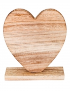 Centre de table cœur en bois 20,5 x 18,5 cm sur socle