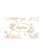 Chemin de table fleuri doré baptême 30 cm x 5 m blanc et or