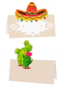 6 marque-places cactus et sombrero 8 x 8 cm thème mexicain