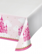 Nappe en plastique château de princesse 122 x 223 cm rose et or