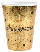 10 gobelets carton joyeux anniversaire noir et or festifs