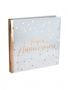 Livre d'or joyeux anniversaire rose gold 24 x 24 cm couverture blanche