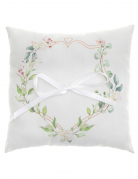 Coussin d'alliances mariage motif végétal 18 x 18 cm porte bague