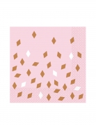 16 serviettes en papier roses confettis rose gold 33 x 33 cm pour anniversaire