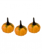6 petites citrouilles déco 4 x 3,5 cm orange à tige verte