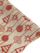 Chemin de table en toile boules et sapins rouge 4 m x 28 cm pour Noël