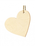 10 marque-places en bois cœurs 6 x 5 cm avec ficelle