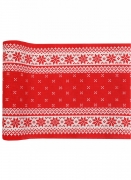 Chemin de table en coton au coin du feu 3 m x 28 cm rouge et blanc