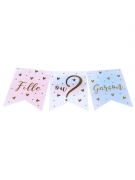 Guirlande 11 fanions fille ou garçon rose bleu et or 13 x 18 cm gender reveal