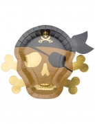 8 assiettes en carton pirate kraft tête de mort 26 x 33 cm