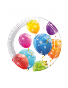 8 assiettes en carton ballons colorés 23 cm pour anniversaire