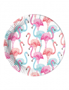 8 assiettes en carton flamants colorés 23 cm compostables