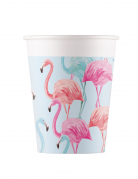 8 gobelets en carton flamants colorés 200 ml compostables
