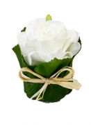 Rose blanche dans un pot en feuillage 8 x 6 cm décoration champêtre