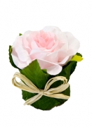 Rose artificielle en tissu avec feuillage 8 x 6 cm