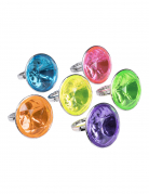 6 bagues diamants 3 cm multicolores pour princesses