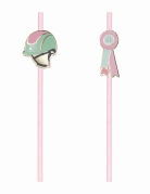 10 pailles en carton cheval roses 20 cm équitation