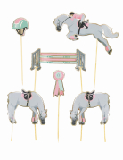 6 décorations pour gâteau cheval et équitation