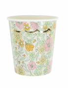 8 gobelets en carton festonnés shabby or 200 ml fleurs liberty
